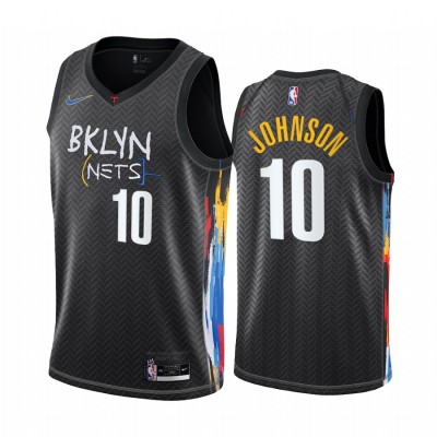 Nike Brooklyn Nets #10 Tyler Johnson Black NBA Swingman 2020-21 City Edition Jersey Men's